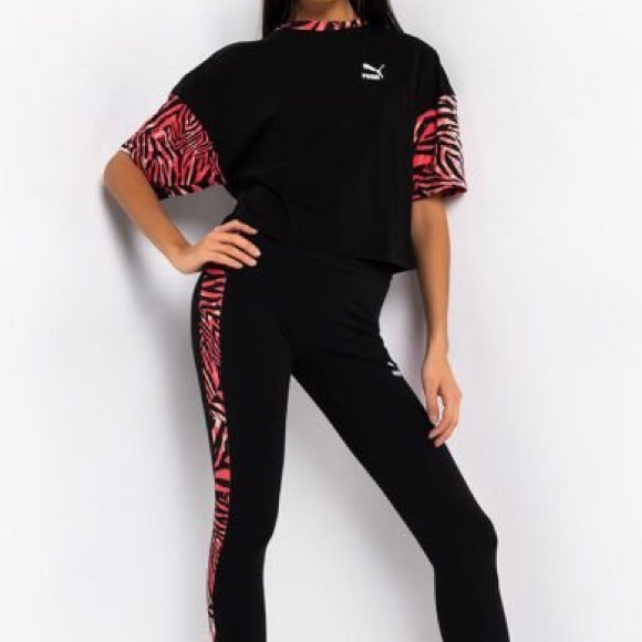 PUMA ZEBRA SLEEVE BOYFRIEND CROP TEE - Picture 5 of 5